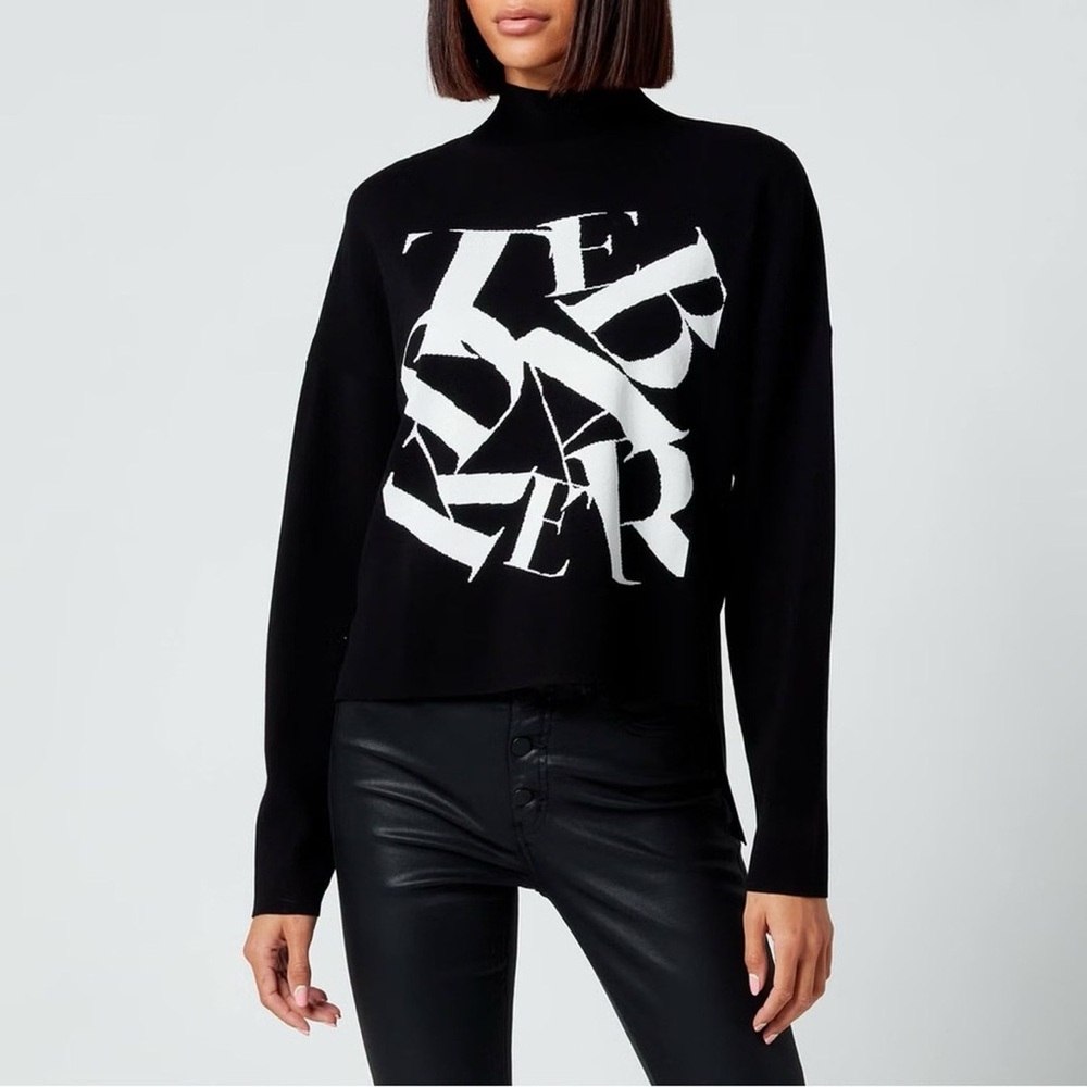 Ted Baker Izbelle Black and White funnel neck Graphic Sweater 1 - Picture 10 of 15
